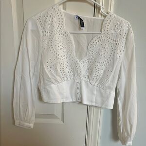 Zara White Eyelet Women's Top